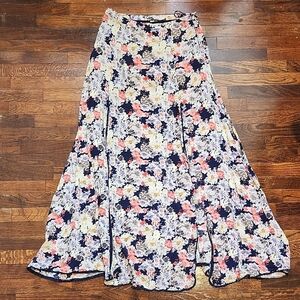 INA Multicolor Floral Maxi Skirt A-Line Resort Wear With High Slits